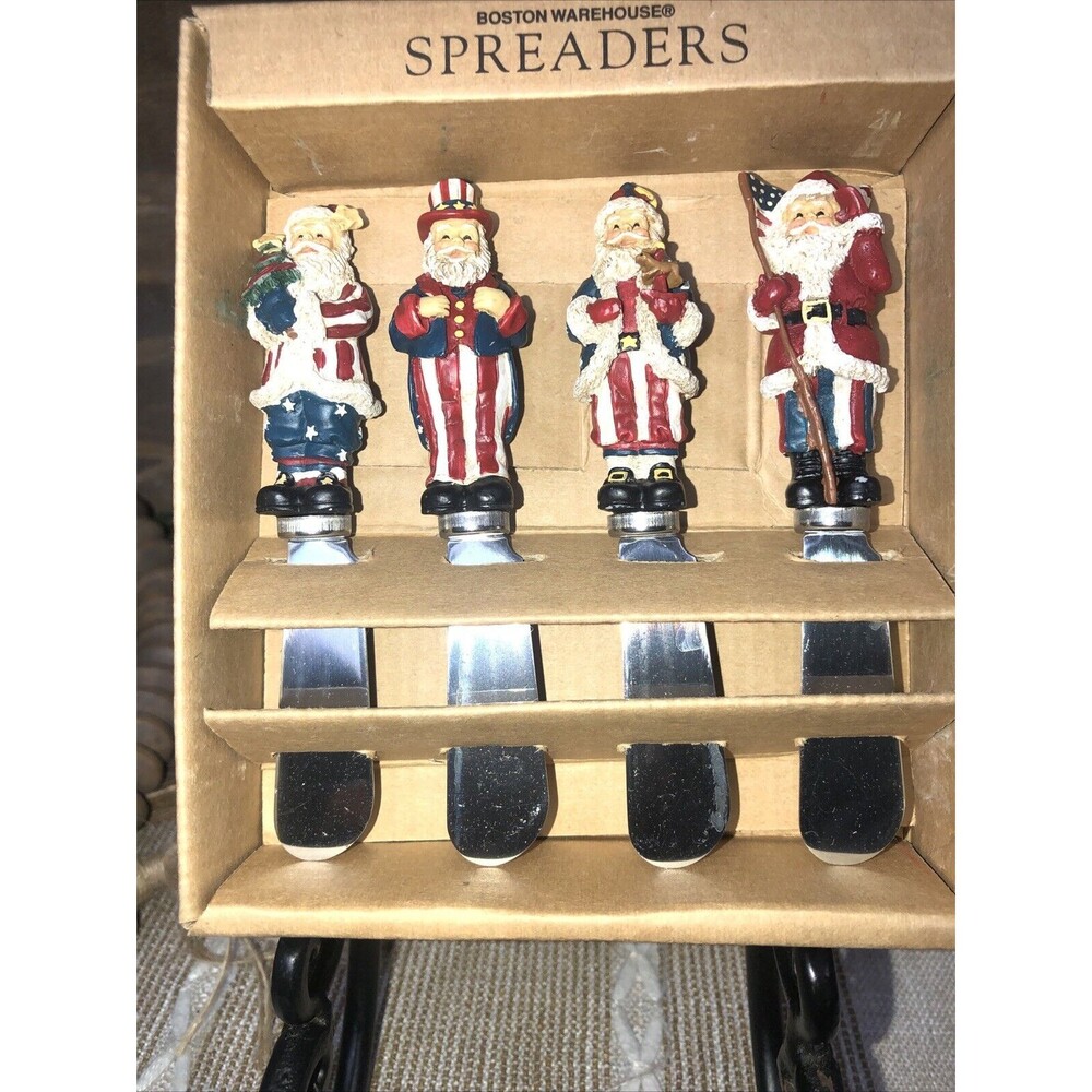 Boston Warehouse Christmas Patriotic Santa Dip Cheese Charcuterie Spreader Set - Picture 2 of 9